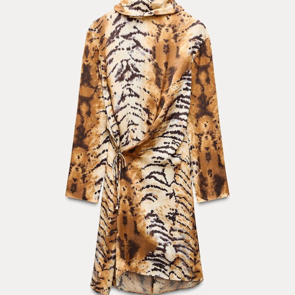 Zara Animal Print Long Sleeve Dress